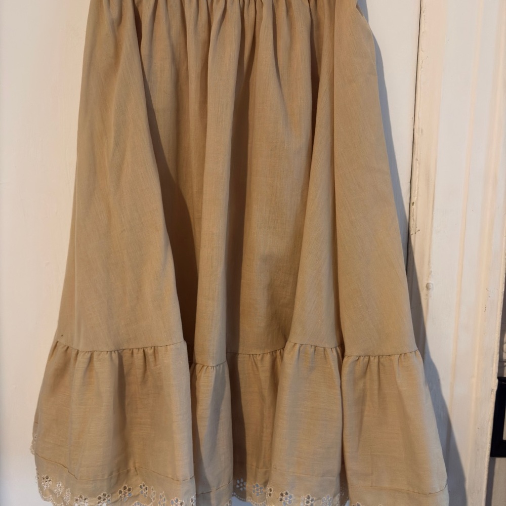 Flowy Tiered Cotton Skirt in Beige